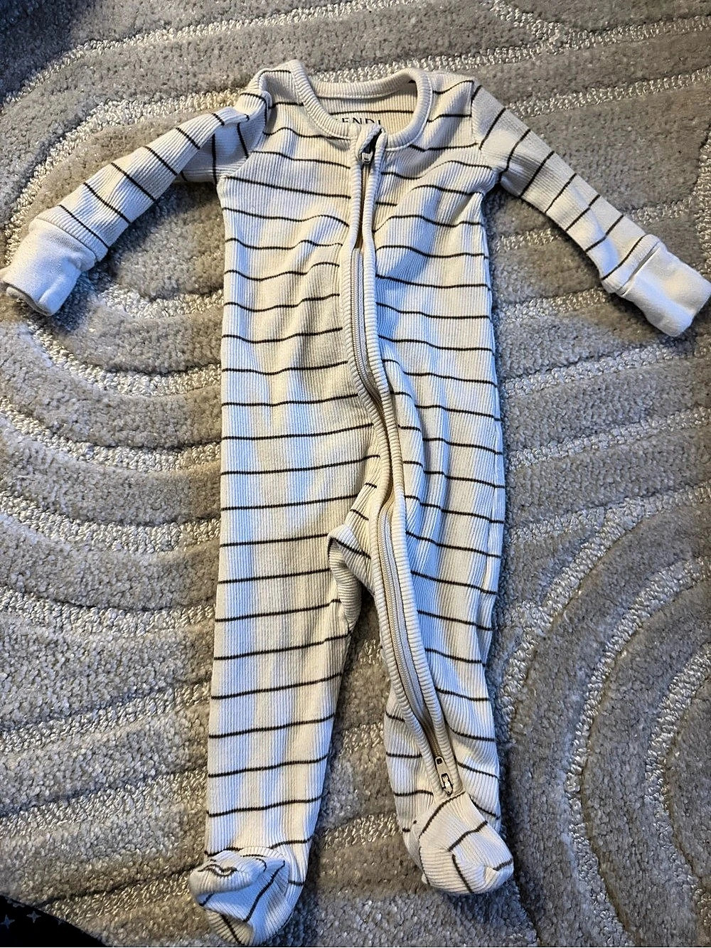 KENDI Peyton Zipper Sleeper Striped Footie Baby 0-3M